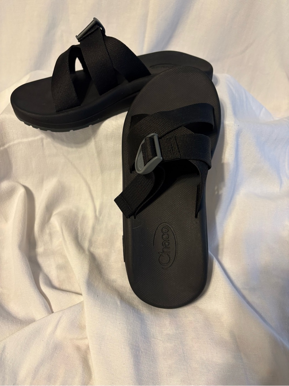 Chaco Black Cross-Strap Slide Sandals